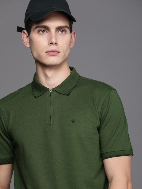 

Louis Philippe Men Olive Green Polo Collar T-shirt