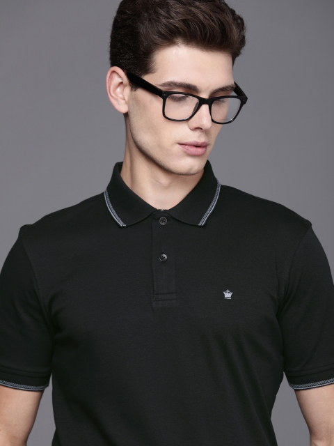 

Louis Philippe Men Black Polo Collar Pure Cotton T-shirt