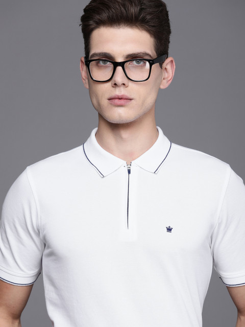

Louis Philippe Men White Polo Collar Pure Cotton T-shirt