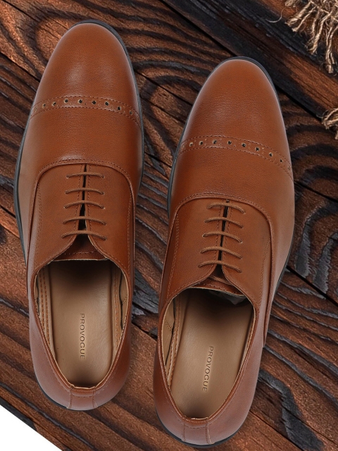 

Provogue Men Tan Brown Solid Formal Oxfords