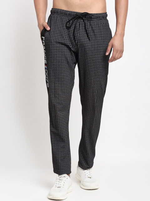 

CONFIDENCE Men Black & White Checked Slim-Fit Cotton Track Pants