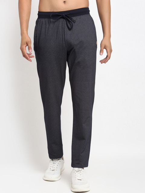 

CONFIDENCE Men Navy Blue Geometric Printed Cotton Track Pants