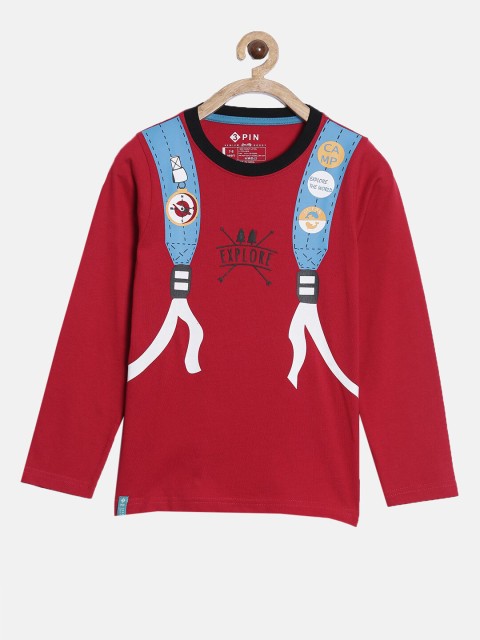 

3PIN Boys Red Typography Printed T-shirt