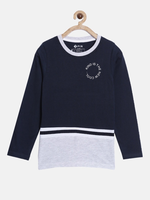 

3PIN Boys Navy Blue & Grey Colourblocked T-shirt
