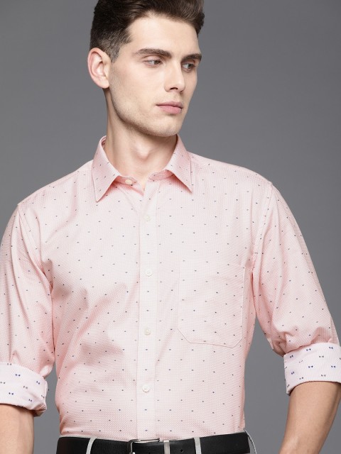 

Louis Philippe Men Pink Slim Fit Self-Design Pure Cotton Formal Shirt