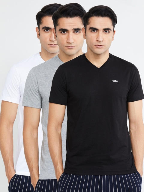 

max Men Grey & White Pack of 3 V-Neck T-shirts