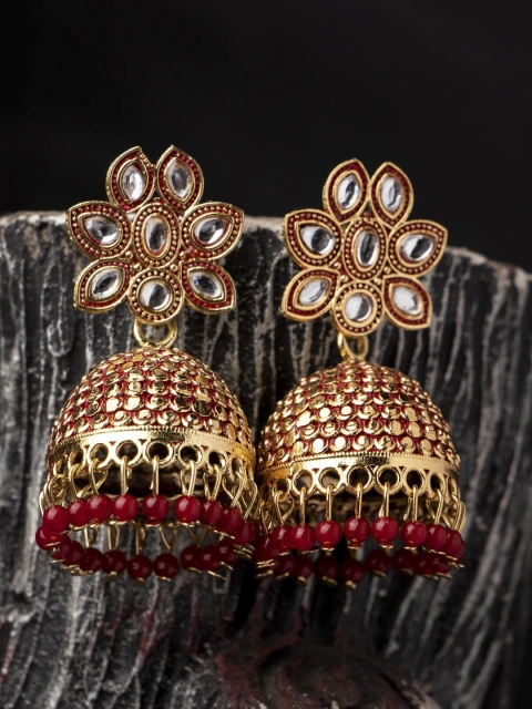 

MORKANTH JEWELLERY Red Contemporary Jhumkas Earrings