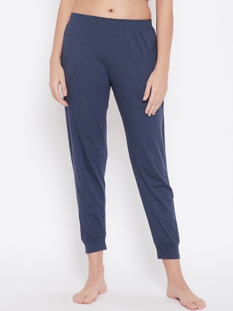 

Clovia Women Blue-Coloured Solid Cotton Lounge Pants