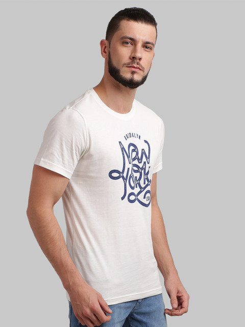 

Parx Men Off White Printed T-shirt