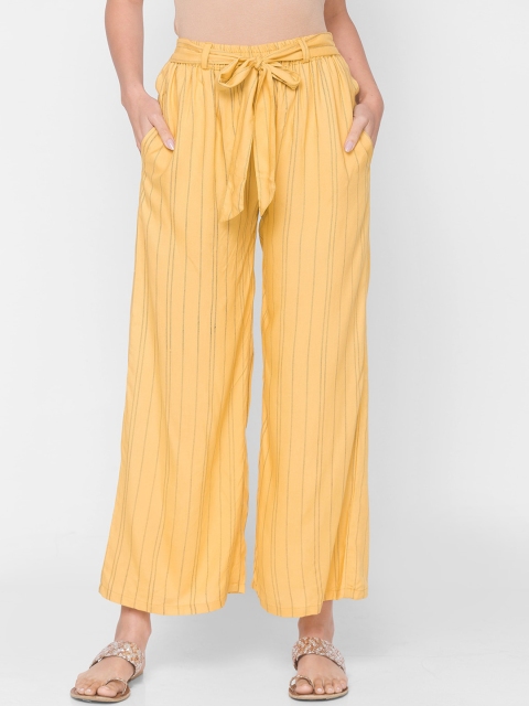 

ZOLA Women Yellow Striped Ethnic Palazzos