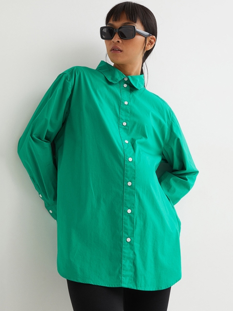 

H&M Women Green Solid MAMA Cotton Shirt