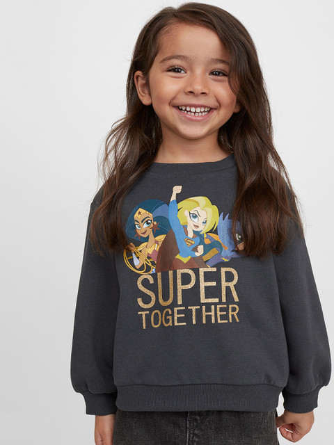 

H&M Girls Printed Motif-detail Sweatshirt, Grey