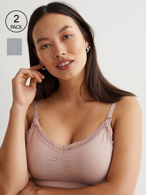 

H&M Women Grey & Pink MAMA Pack of 2 Nursing Bras