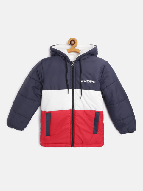 

Fort Collins Boys Red & Navy Blue Colourblocked Insulator Outdoor Padded Jacket