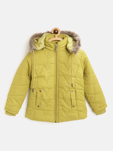 

Fort Collins Girls Lime Green Solid Hooded Parka Jacket
