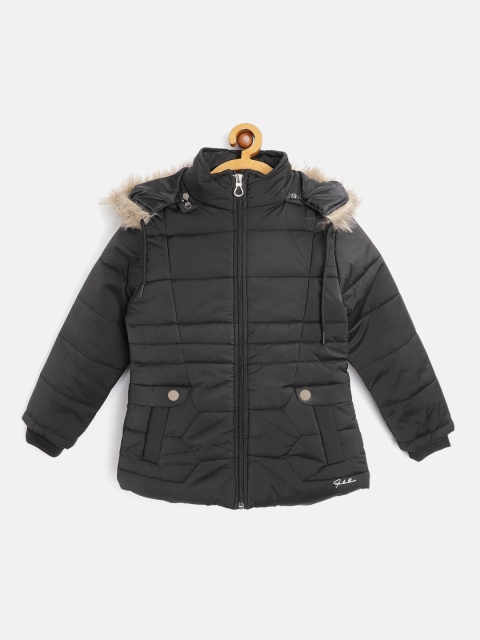 

Fort Collins Girls Black Insulator Faux Fur Trim Hooded Padded Jacket