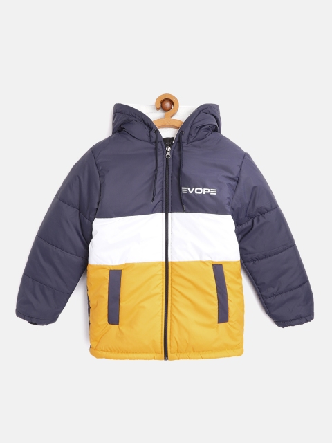 

Fort Collins Boys Mustard Yellow & Navy Blue Colourblocked Padded Jacket