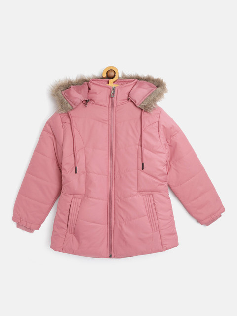 

Fort Collins Girls Dusty Pink Solid Hooded Parka Jacket
