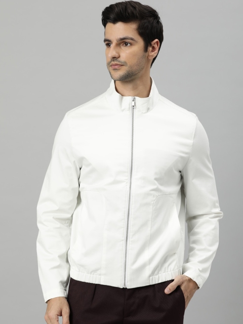 

RARE RABBIT Men White Bomber Jacket
