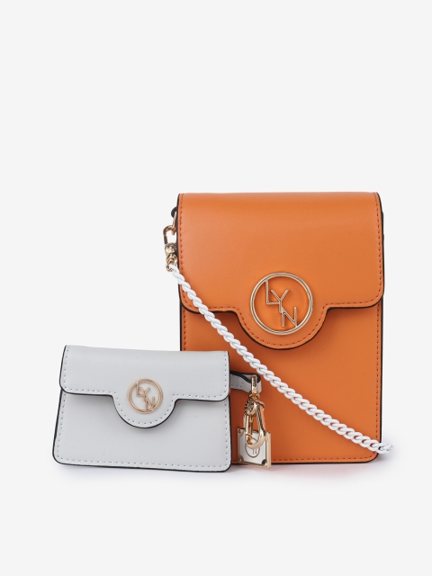 

LYN Orange PU Structured Sling Bag