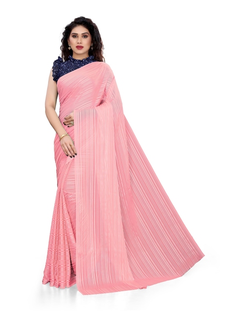 

KALINI Pink Striped Sequinned Saree