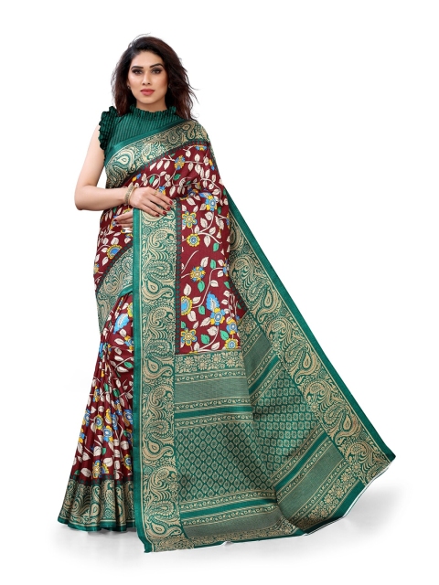 

KALINI Maroon & Green Floral Art Silk Bagh Saree