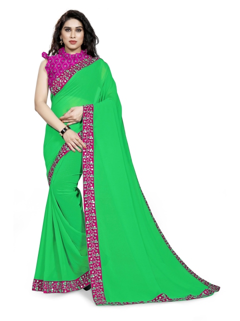 

MIRCHI FASHION Green & Purple Saree