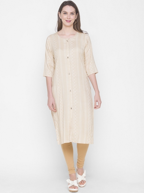 

ZOLA Women Yellow & Off White Geometric Printed Kurta
