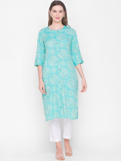 

ZOLA Women Blue & Off White Ethnic Motifs Printed Kurta