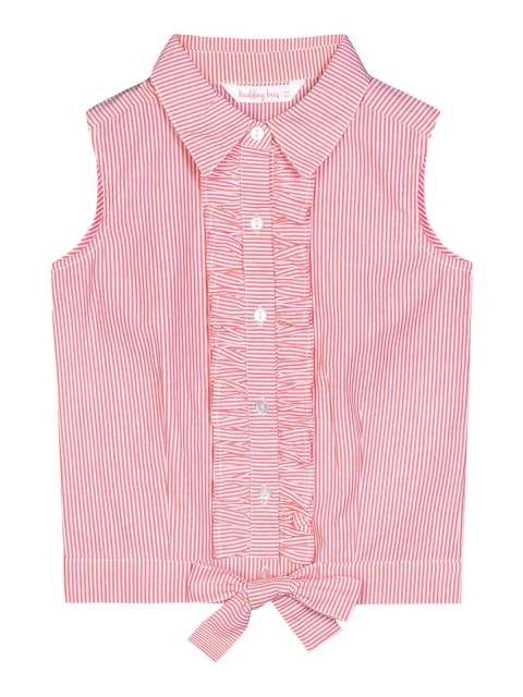 

Budding Bees Girls Pink & White Striped Cotton Shirt Style Top