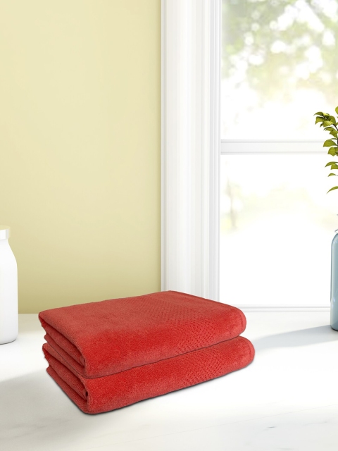 

SPACES Set Of 2 Red Solid 450 GSM Swift-Dry Pure Cotton Hand Towels