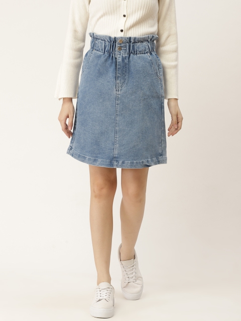 

urSense Women Blue Solid Denim Skirt