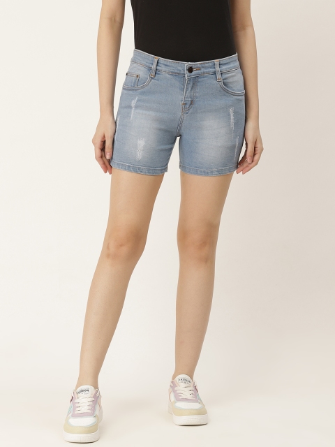 

urSense Women Blue Denim Regular Shorts