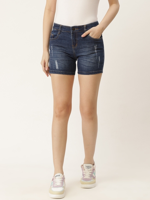 

urSense Women Blue Denim Regular Shorts