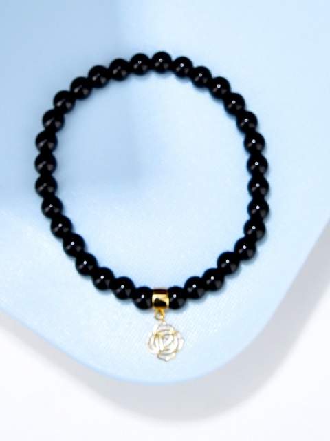 

Accessorize Women Black & Gold-Toned Brass Gold-Plated Elasticated Bracelet
