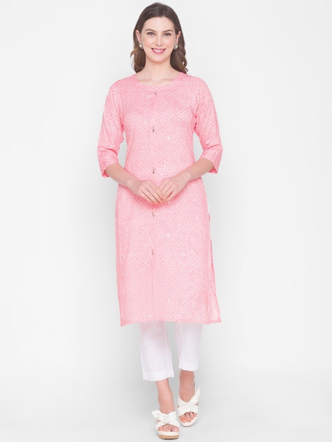 

ZOLA Women Pink Chikankari Kurta