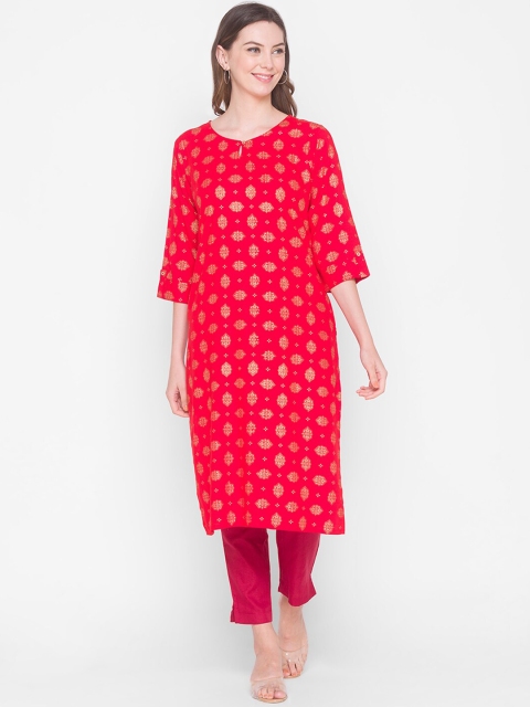 

ZOLA Women Red Geometric Printed Kurta