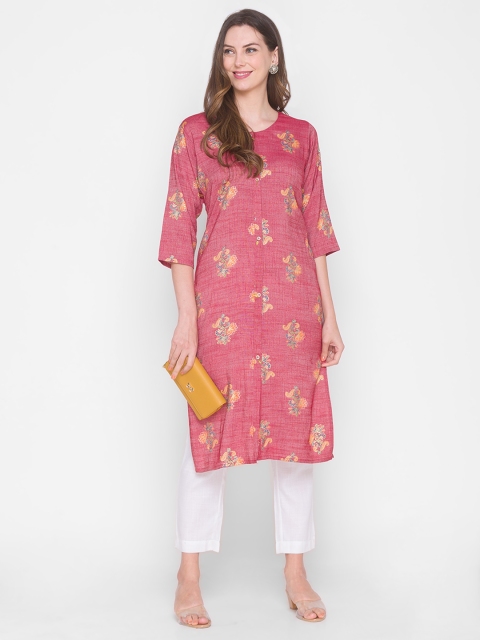 

ZOLA Women Maroon Ethnic Motifs Embroidered Kurta