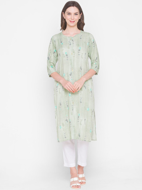 

ZOLA Women Green & Grey Floral Printed Kurta