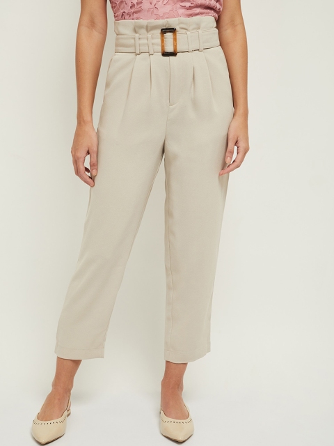 

max Women Grey Pleated Trousers