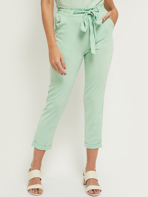

max Women Green Cigerette Trousers