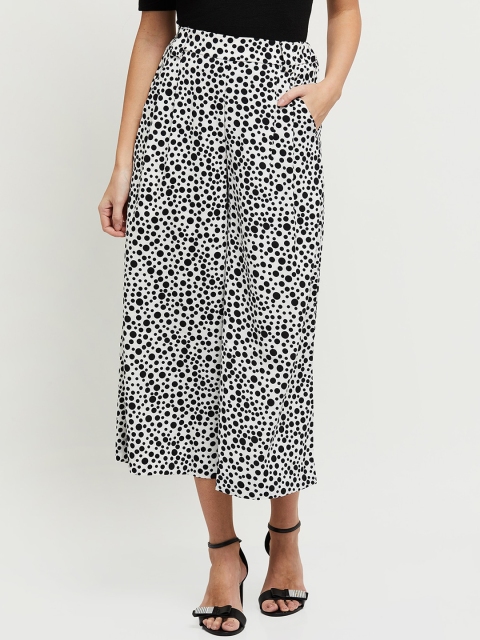 

max Women White Printed Culottes Trousers