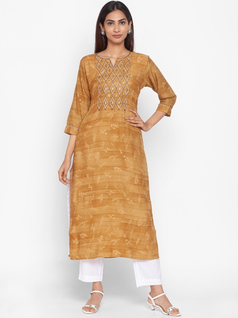 

ZOLA Women Beige & Off White Geometric Embroidered Thread Work Kurta