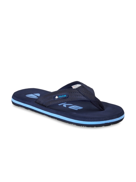 

Duke Men Navy Blue & Turquoise Blue Printed Slip-On