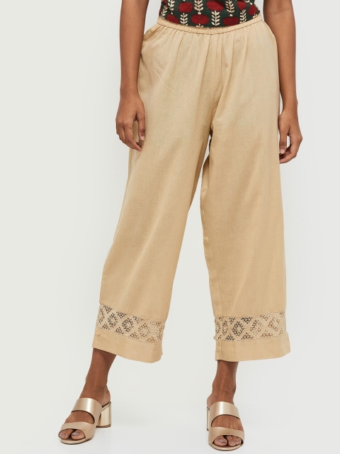 

max Women Beige Cropped Palazzos