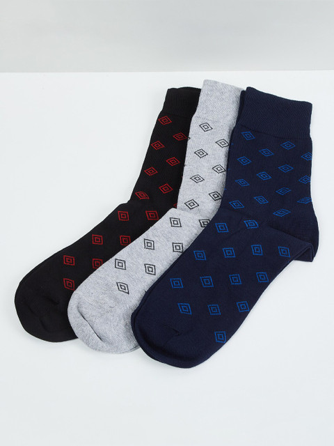

max Men Pack of 3 Assorted Patterned Ankle-Length Socks