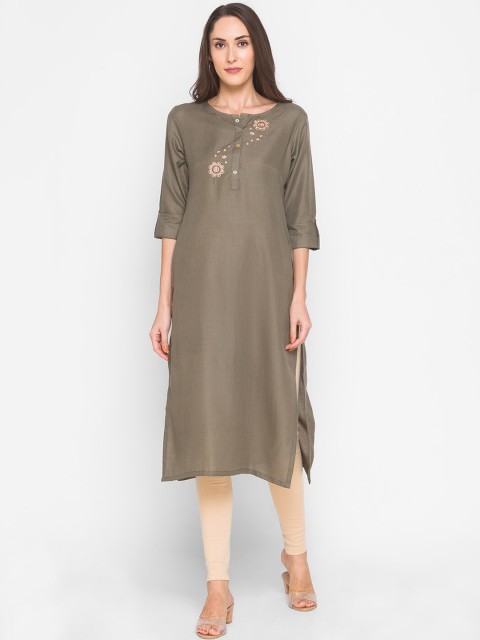 

ZOLA Women Grey Embroidered Kurta