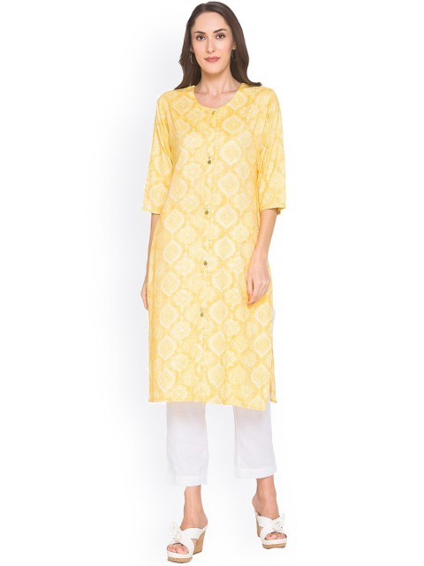 

ZOLA Women Yellow Ethnic Motifs Printed Kurta
