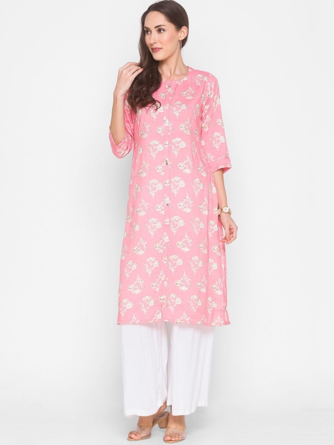 

ZOLA Women Pink & Beige Ethnic Motifs Printed Kurta