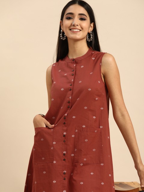 

Anouk Women Maroon & White Printed Kurta